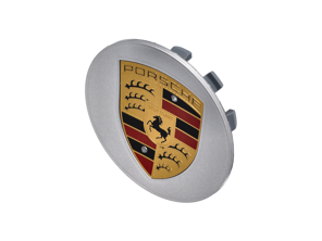 Wheel cap silver concaved with large crest for Porsche - 955361303059A1, 95536130305, 00004460601