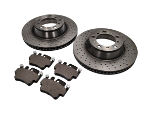 REAR Brake Pads and Brake Disc Package. Porsche 996C4S / 996 Turbo - 99635294903, 99635240500, 99635240501, 99635240502, 99635240X02BRE, 99635240X02, 99635294904BRE, 99635294904, 90026904701, 99906705009, 99635195901