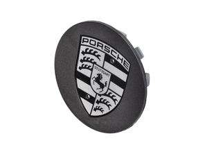 Wheel Cap 'Large Crest' Grey with Black crest for Porsche - 7PP601149, 00004460603