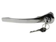 Door handle with lock cylinder and key, Chrome. Porsche 911 1965-67 - 90153106120, 90153106220 - 1687100970, 1687100980
