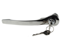 Maniglia della portiera con cilindro di serratura e chiave, cromata. Porsche 911 1965-67 - 90153106120, 90153106220 - 1687100970, 1687100980