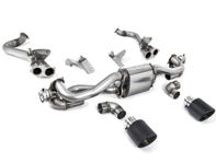 Milltek gpf bypass sports exhaust with jet carbon gt-115 trims. Porsche 718 Cayman GT4 4.0ltr / Boxster GTS 4.0ltr