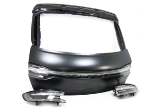 Rear tailgate facelift conversion kit for Porsche Macan (dark tinted lights) - 95B827041BYGRV, 95B04490502, 95B971411A, 95B945091AM, 95B945092AM, 95B945307B, 95B853687A