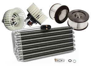 Evaporatore dell'aria condizionata (Air Con) e set di filtri antipolline. Porsche 993 - 96457390100, 96457201501, 96457201601, 99357247900