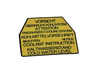 Etiqueta del depósito de expansión del refrigerante. Porsche 928 - 92800651101
