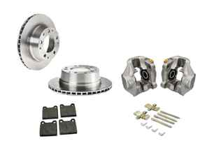 Rear brake caliper, disc and brake pad kit. Porsche 911 1969-83 - 91135290700, 91135290800, 90135204114, 91135295003, 91135295005, 91135295004