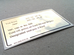 Aufkleber Reifendruck. Porsche 911 SC (1978 - 1980) USA - 91100651212