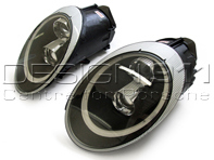 HEADLAMPS DUAL PROJECTOR HALOGEN + AURORA LIGHT Porsche 997 05-08 BLACK LENS LHD - 99763115713, 99763115813