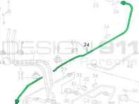 Brake master cylinder to front caliper flexi hose brake line, Right. Porsche 911 68-76 LHD - 90135562001, 90135562002, 90135562000, 9013556200Y