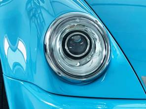 Phares à LED avec réflecteur chromé et lentille transparente pour conduite à droite. Porsche 911 / 964 - 91163111202, 91163102300, 91163111200
