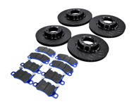 EBC Racing Zweiteiliges schwimmend gelagertes Bremsscheiben- und Bluestuff-Belag-Kit. Porsche 991 Turbo / 981 Cayman GT4 - P2DK045B, 99135140502, 99135140602, 99135194704, 99135240703, 99135240803, 99135294705 - DP52206NDX, DP52207NDX, SG2F012, SG2F016