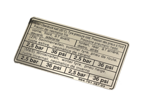 Adesivo Pressione dei pneumatici. Porsche 944 S2 / 968 1992 - 96470128703