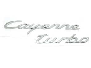 CAYENNE TURBO - Heck-Emblem in mattem Chrom für Porsche 958 Cayenne - 9585596770001C, 95855967700