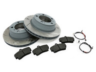 REAR Brake Pads & Slotted Brake Disc Package. Porsche 996 1997-04 Sebro - 99635240104, 98635293911, 99635208602, 99635208600, 99661236501