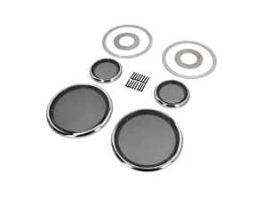 Massief aluminium speaker trim ringen en roosters. Porsche 911 SC / 964 - 91155545301, 91155545101 - SpeakerGrills_4_Chrome, SpeakerGrills_4_Black, SpeakerGrills_4_Silver