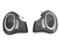 HEADLAMPS LHD (D2 HID) W/ DTR Ring + LED Indicator + LED Built-In Projector Foglamp Shiny-Black (PAIR) - 996631065, 996631066