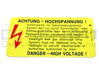 Sticker High Voltage Headlamp. Porsche 993 - 99370163101