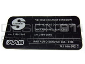 Sticker exhaust gas. Porsche 957 Cayenne - 95500610810, 7PP010751C, 7PP010001