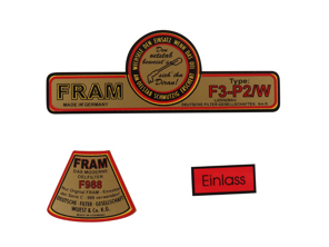 Ensemble d'autocollants pour filtre à huile Fram. Porsche356/356A/356B/356C - 54607827, 54607800 - 1601503510