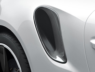 Luchtinlaten in achterste zijgedeelte van carbon. Porsche 991.2 Turbo/S - 99104480410, 99104480074, 99104480410, 991504371001E0, 991504372001E0, 99150492501, 99150492501G2X, 99150492601, 99150492601G2X, 99150493500A3G, 99150493600A3G