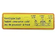 Sticker Valve Clearance. Porsche 356 / 912 - 54672203