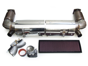 Exhaust Package + Plenum 74mm Throttle Body + Air Filter Kit Porsche 996 Turbo - 3606009608, 96274, 99760511502, 33-2189