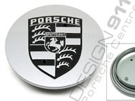Coprimozzo Argento con stemma Nero in metallo per Porsche - 92836103201