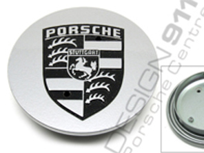 Radkappe Silber mit schwarzem Wappen Metall für Porsche - 92836103201