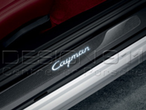 Side Sills Trims in Carbon with Logo, Illuminated. Porsche 981C Cayman / 718 (982) Cayman - 98104480032, 98104480033