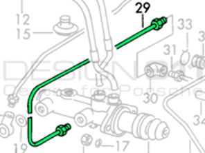 Cilindro maestro de freno a línea de freno de pinza trasera. Porsche 911 68-71 RHD - 90135562402, 90135562400