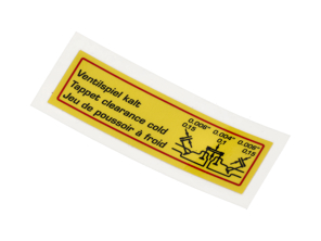 Calcomanía de holgura de válvulas. Porsche 356B / 356C / 912 - 64470100100 - 1601503300