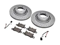 Rear brake pads and brake disc package Rear. Porsche Cayman GT4 Zimmermann - 98135240780, 98135240880, 99135294701, 99160918500, 9GT615601F, 9GT615602F