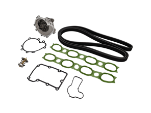 Wasserpumpe, Keilriemen und Thermostat-Einsatz-Kit für Porsche 955 Cayenne S / Turbo - 94810601104, 94810612303, 94810640101, 94811014501, 99919238050, 94810601103, 99610612570, 99610612571