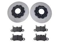 Floating brake disc and pad set slotted REAR. Porsche 991 GT3 / 981 GT4 / 718 GT4 / 718 Spyder - 99135240780, 99135240880, 98135240780, 98135240880, 98135240781, 98135240881, 98135294880, 98135294882, 9GT698451G, 99135294880, 99135294881, 99135294883 - 9GT615601N, 9M9GT698451