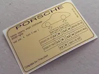 Tyre pressure decal. Porsche 911 (965) Turbo (1993 - 1994) USA - 96570128726