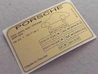 Adesivo pressione pneumatici. Porsche 911 (965) Turbo (1993 - 1994) USA - 96570128726