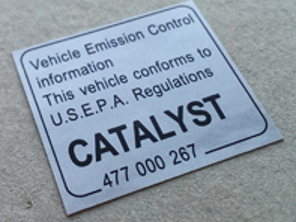Catalytic Converter decal. Porsche 911 / 924 / 928 / 944 / 968 / Boxster - 477000267