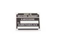 Chassis number and paint code plate Reutter. Porsche 911 / 912 1964-69 - 90170110701 - OBP11.4.100