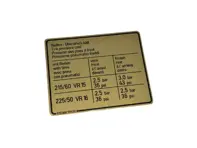 Etiqueta de presión de neumáticos. Porsche 928 1980-82 - 92800651900