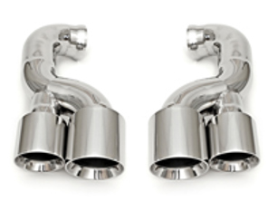 Exhaust Tail Pipes Deluxe Quad Style in Polished Chrome. Porsche Cayenne 957 V8 S/GTS - 95511125160, 95511125260, 95511125140, 95511125171, 95511125240, 95511125271