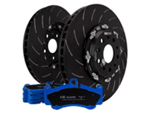 EBC Racing avant Disque de frein flottant en deux parties et kit de plaquettes bluestuff. Porsche 991 turbo / 981 Cayman GT4 - P2DK039B, 99135140502, 99135140602, 99135194704 - DP52206NDX, SG2F016