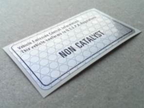 Non Catalyst decal. Porsche 911 / 924 / 928 / 944 / 968 / Boxster - 477000268