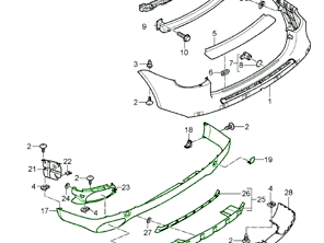 Rear bumper lower spoiler kit. Porsche 957 Cayenne - 95550552107G2X, 95550552108G2X, 95550552109G2X