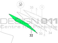 Vetro del lunotto posteriore, tinta verde, riscaldabile. Porsche 911/912 65-86 COUPÉ - 91154510700, 91154510707