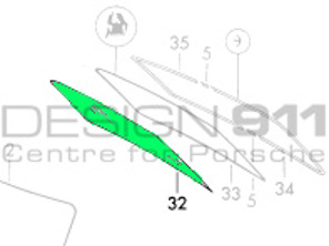 Vitre de lunette arrière, teinte verte, chauffante. Porsche 911/912 65-86 COUPÉ - 91154510700, 91154510707