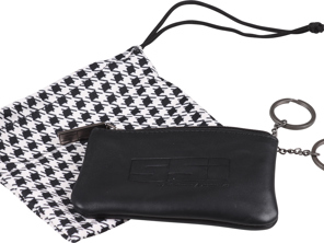 Classic leather key pouch with checked fabric inside, SSI. - SSI002