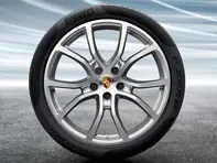 21' Cayenne Exclusive Design PLATINUM SILVER Alloy Wheels & Summer Tyres Original Porsche - 9Y0044660J, 9Y0044661J