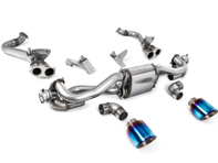 Milltek GPF bypass sports exhaust with burnt titanium gt-115 trims. Porsche 718 Cayman GT4 4.0ltr / Boxster GTS 4.0ltr