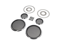 Massief aluminium speaker trim ringen en roosters, 165mm woofer. Porsche 911 SC / 964 - 91155545301, 91155545101 - 165mmSpeakerSet_Polished
