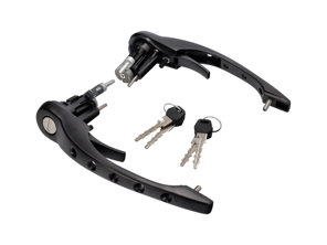 Drilled door handle set in BLACK (With lock cylinder and keys). Porsche 911 1977-89 / 964 1989-94 - 91153894101, 91153894103, 91153894107, 91153894100, 94453894102, 91153894106, 91153894201, 91153894203, 91153894207, 91153894200, 94453894202, 91153894206 - 1687101310